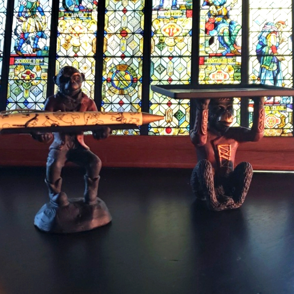 BOMBAY COMPANY - VTG Monkey Butler Business Card and Pen Holders - EVC